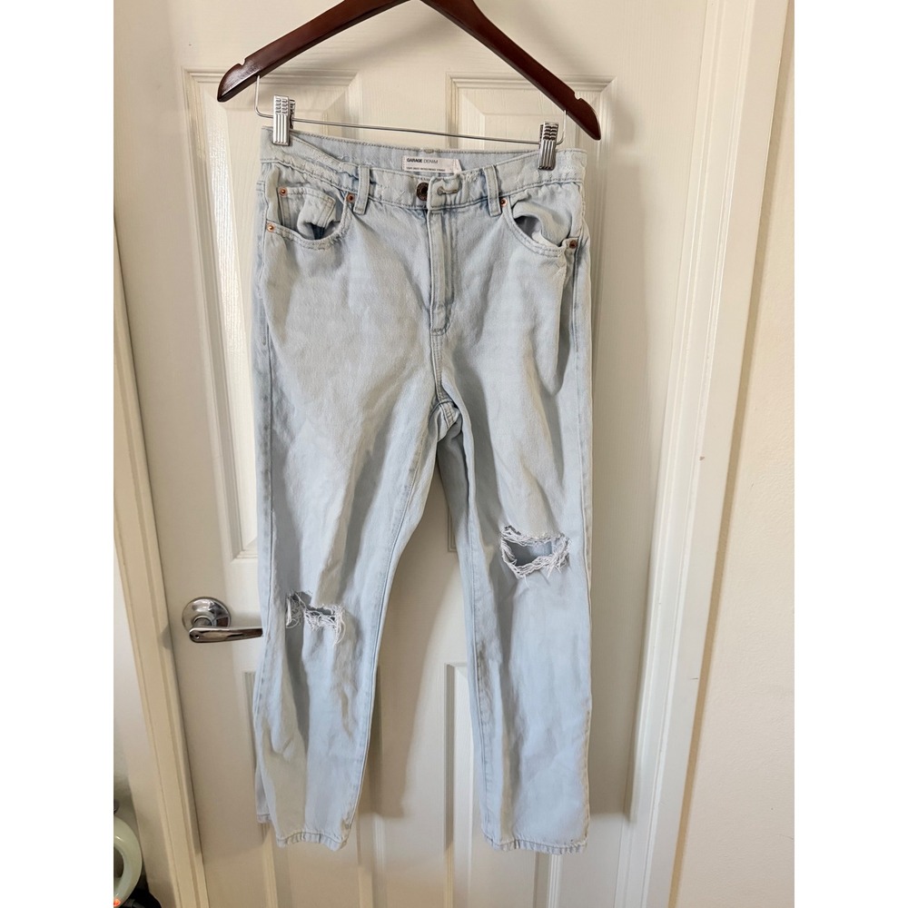 Garage Denim Vintage Straight Leg Distressed Jeans Light Wash Blue Size 5 27